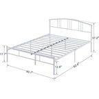 Queen size White Metal Platform Bed Frame with Arched Headboard