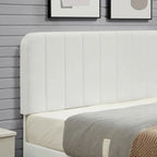Queen size White Upholstered Platform Bed Frame with Headboard