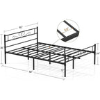 Queen Sturdy Metal Platform Bed Frame with Headboard Footboard in Black Finish