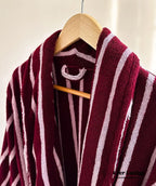 Quiet Evening Striped Robe Set / Burgundy