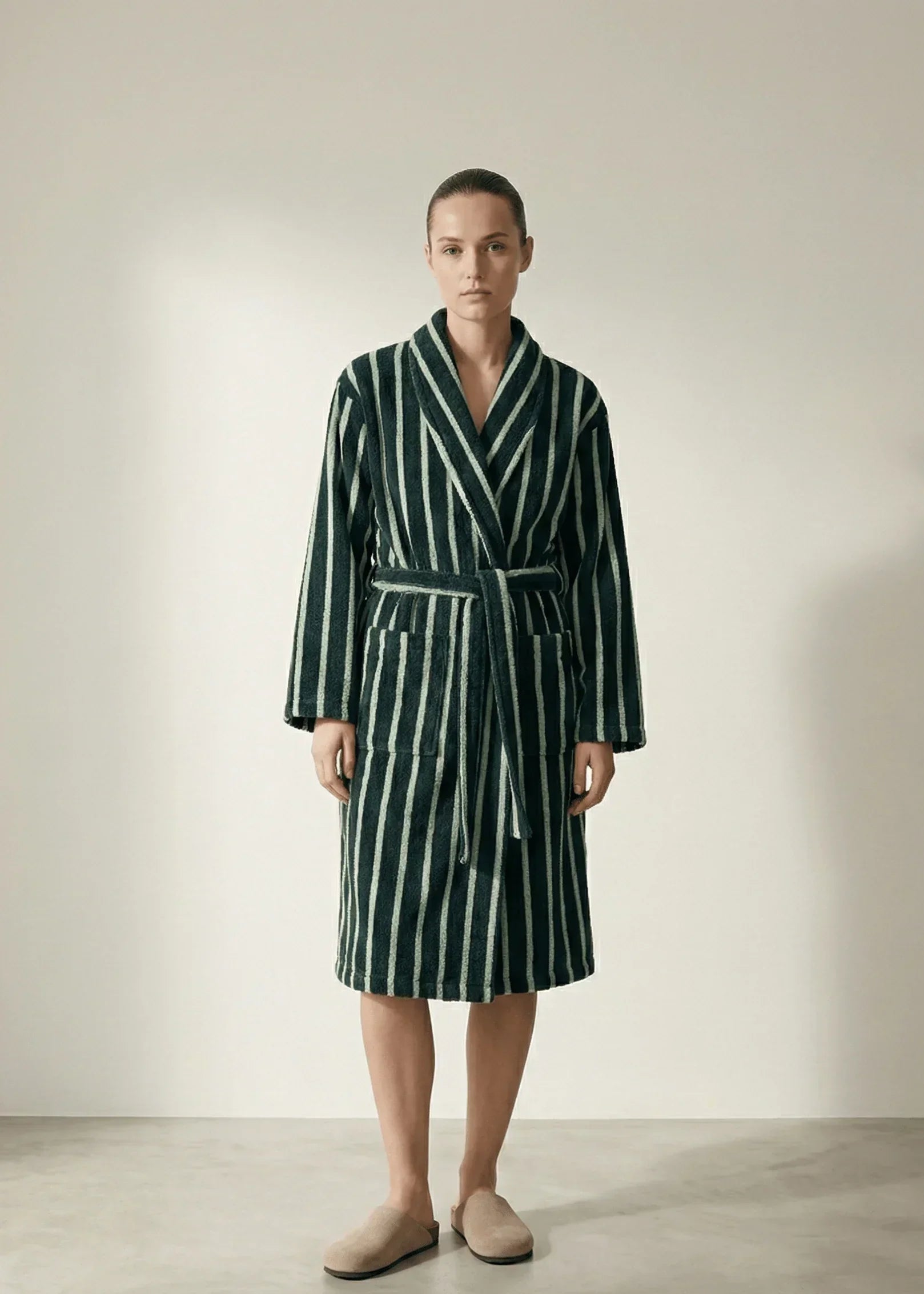 Quiet Evening Striped Robe Set / Burgundy