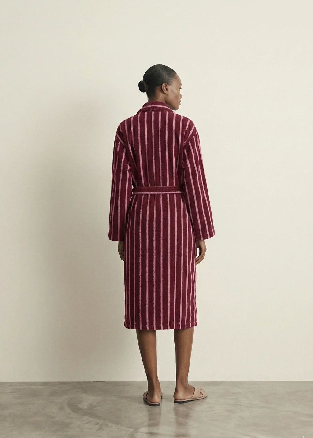 Quiet Evening Striped Robe Set / Burgundy