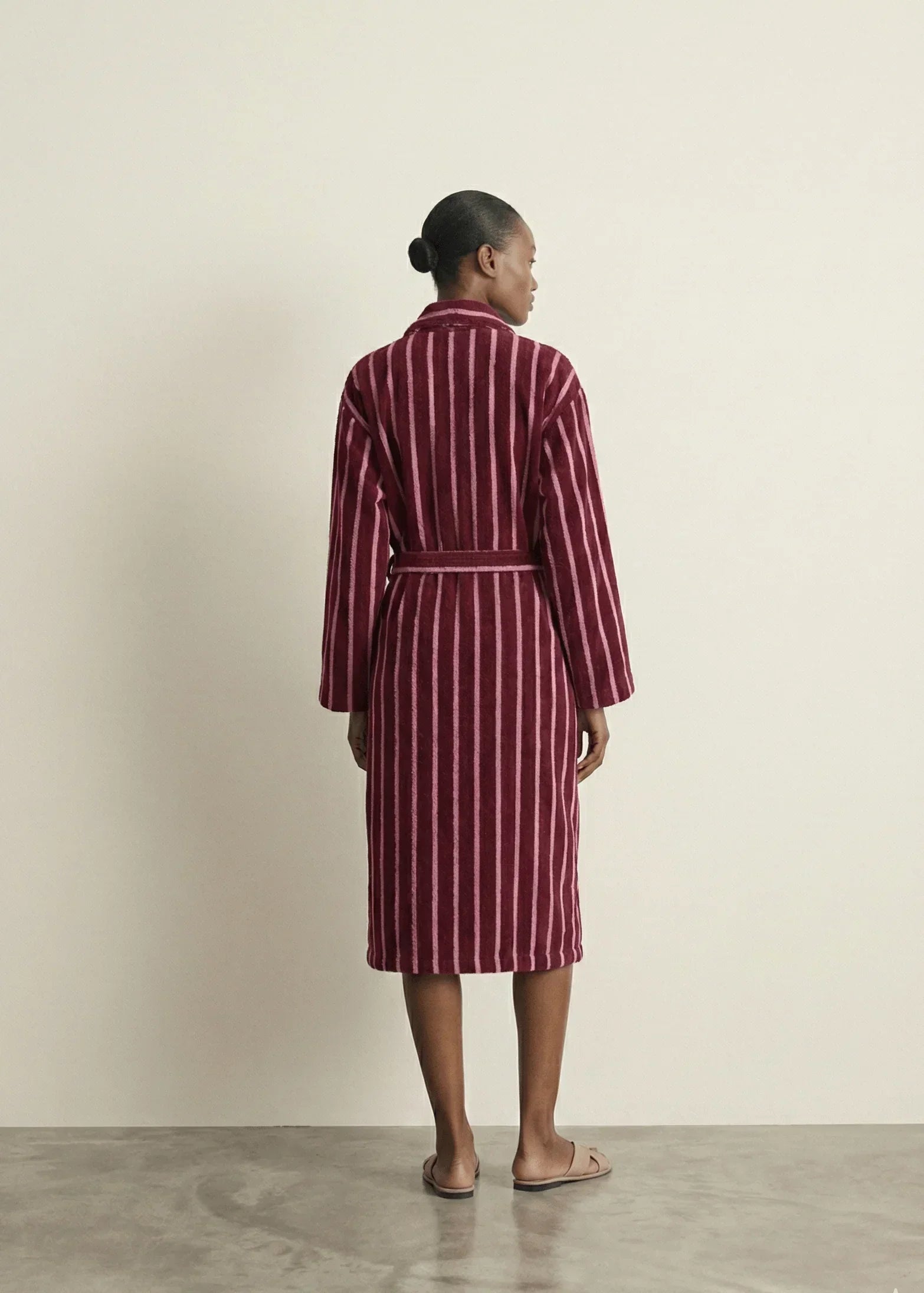 Quiet Evening Striped Robe Set / Burgundy
