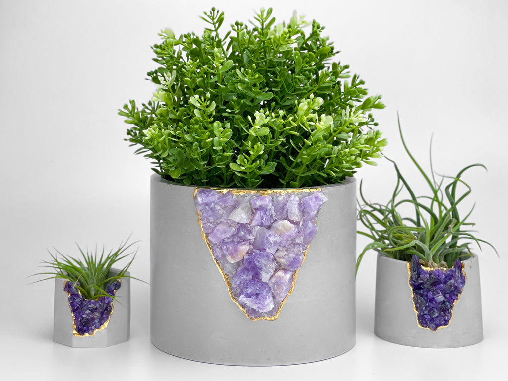6" AMETHYST PLANTER AURA 8 HOME