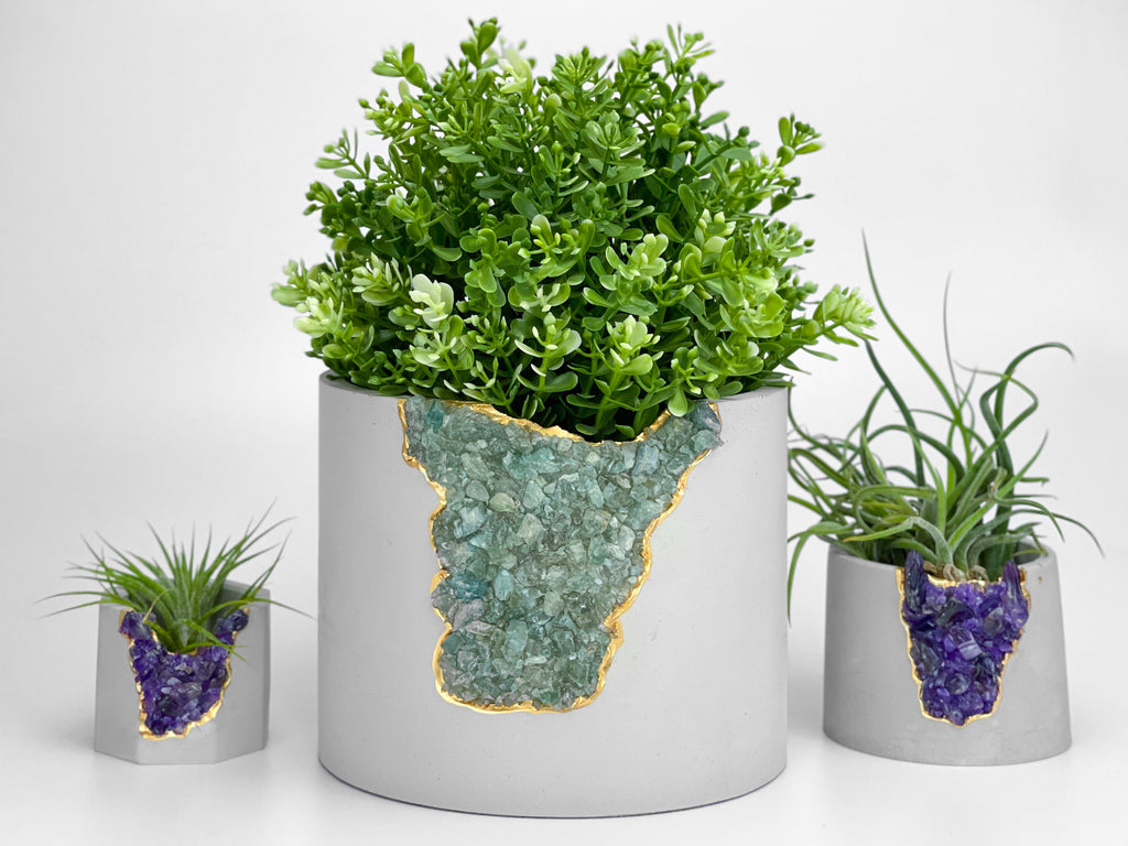 6" GREEN APATITE PLANTER AURA 8 HOME