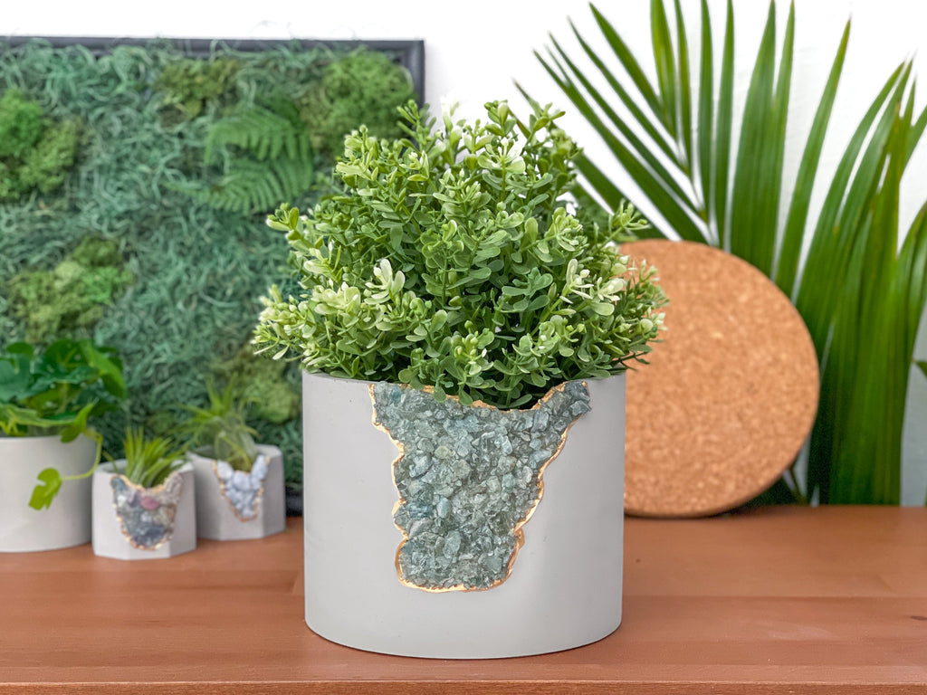 6" GREEN APATITE PLANTER AURA 8 HOME
