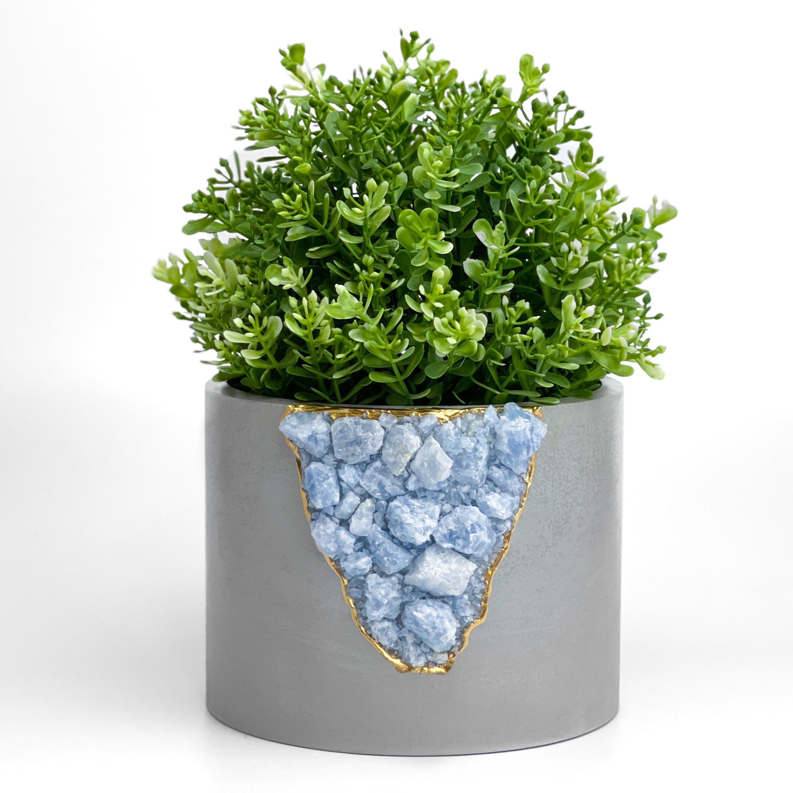 6" BLUE CALCITE PLANTER AURA 8 HOME