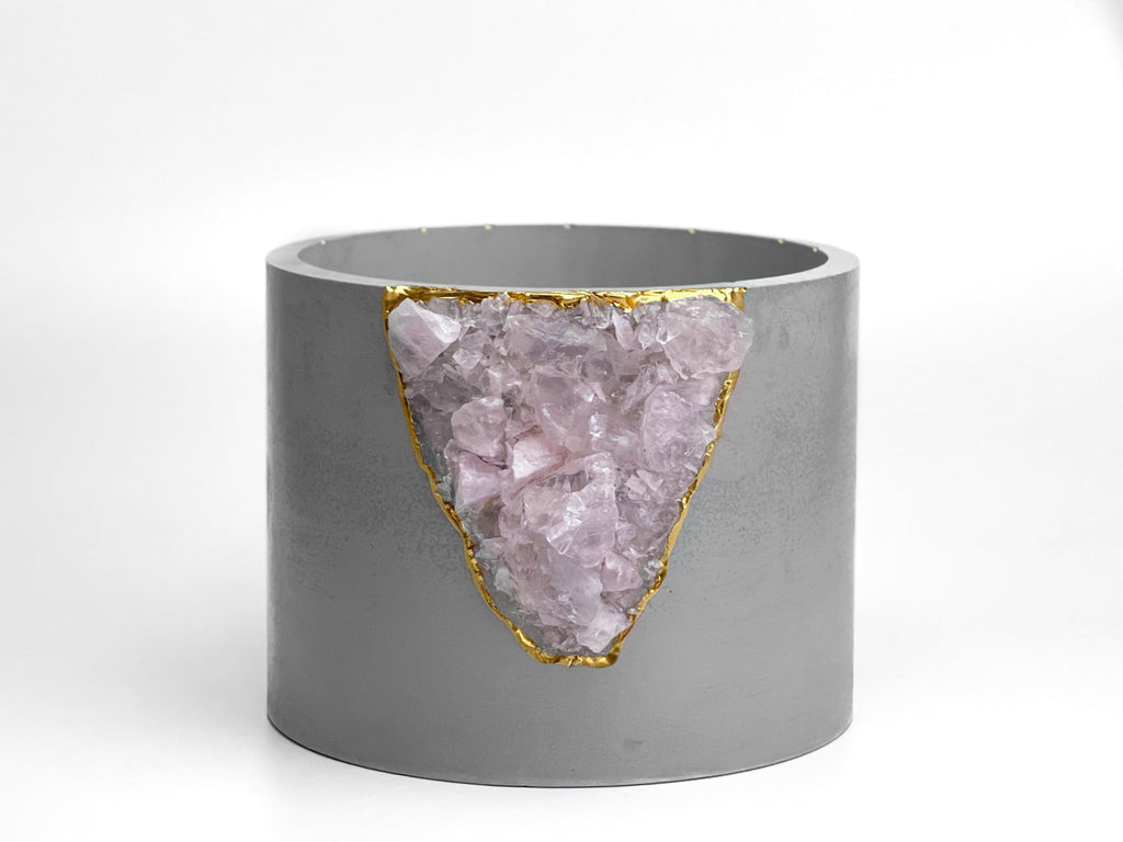 6 inch ROSE QUARTZ PLANTER AURA 8 HOME