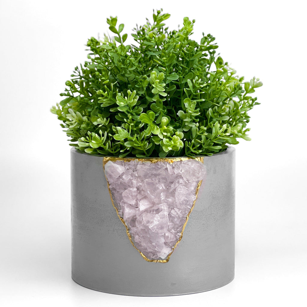 6 inch ROSE QUARTZ PLANTER AURA 8 HOME