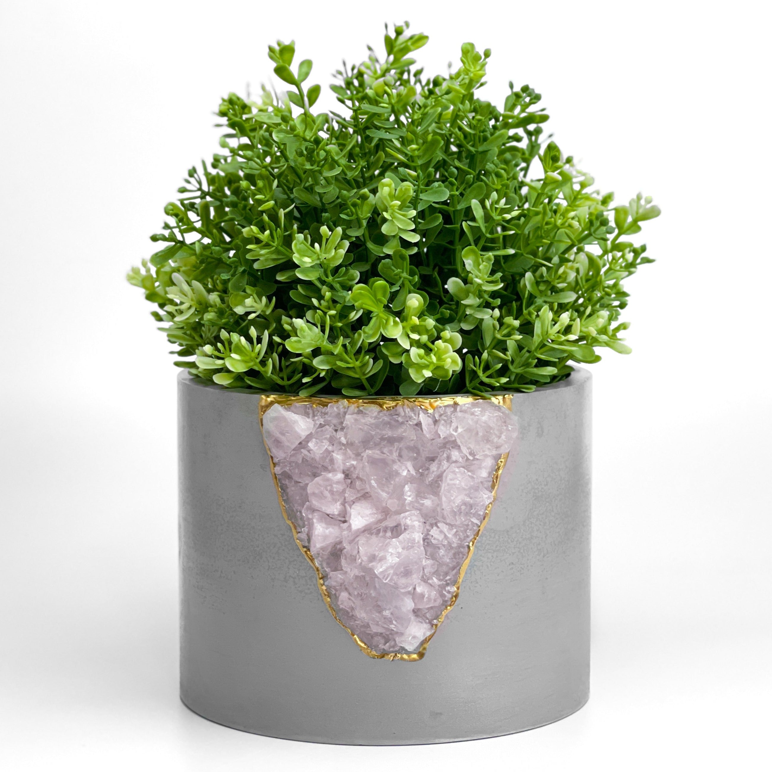 6 inch ROSE QUARTZ PLANTER AURA 8 HOME