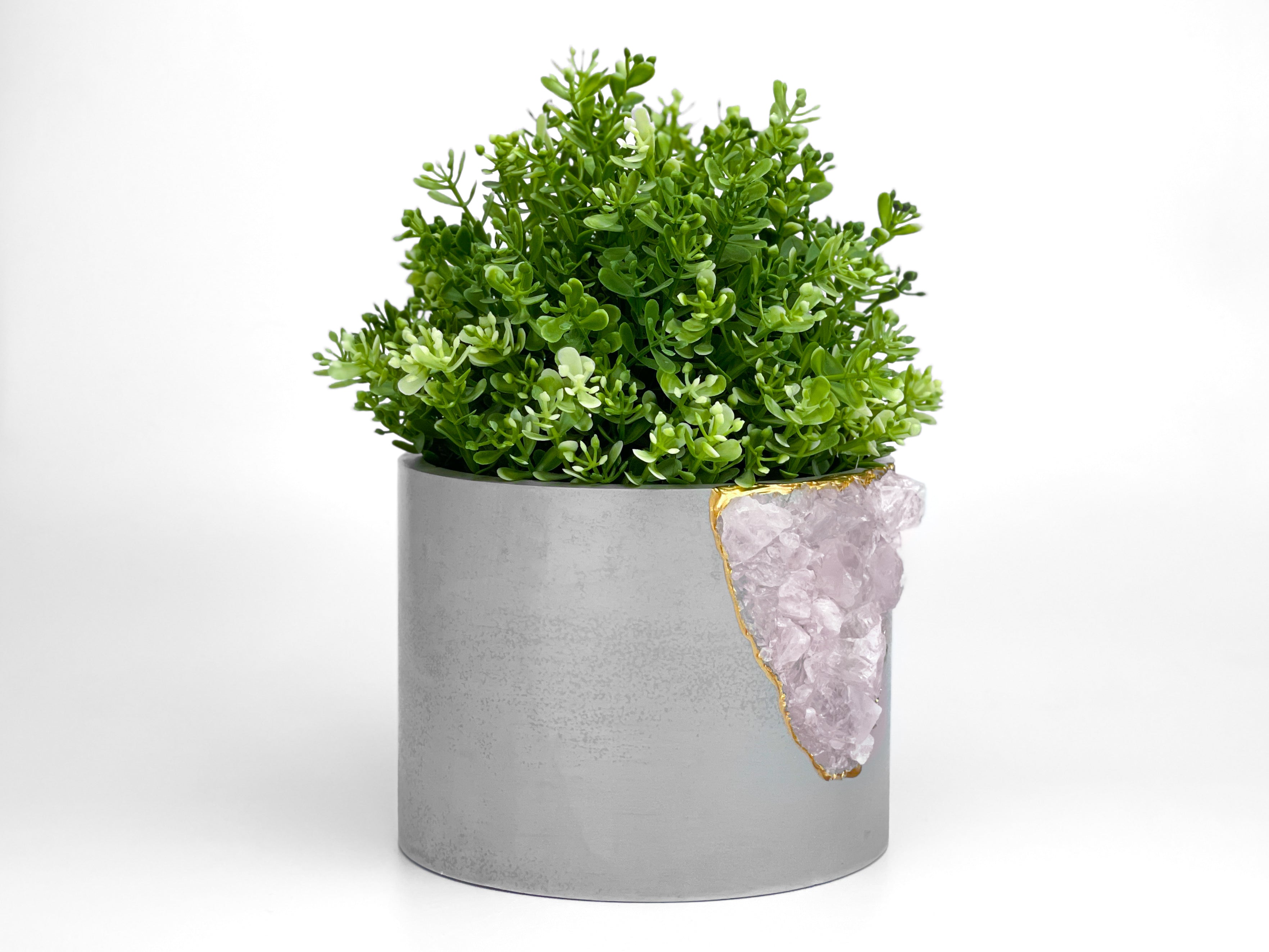 6 inch ROSE QUARTZ PLANTER AURA 8 HOME