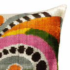 Ra Silk Velvet Ikat Throw Pillow Cover, X 24, side view - House Of Avana