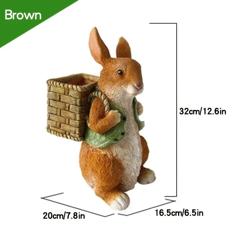 Rabbit Sculpture - Cute Bunny Figurine | Garden Sculpture | front view | Rustic home decor | House of Avana