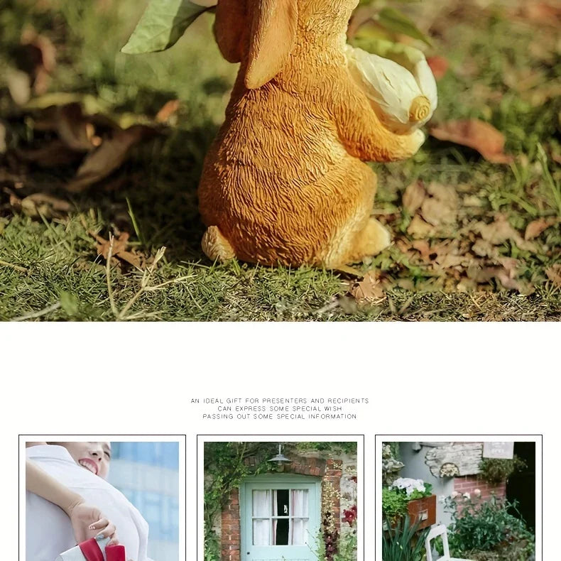 Rabbit Sculpture - Cute Bunny Figurine | Garden Sculpture | base detail | Rustic home decor | House of Avana
