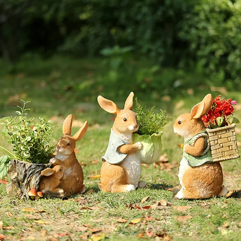 Rabbit Sculpture - Cute Resin Bunny Figurine