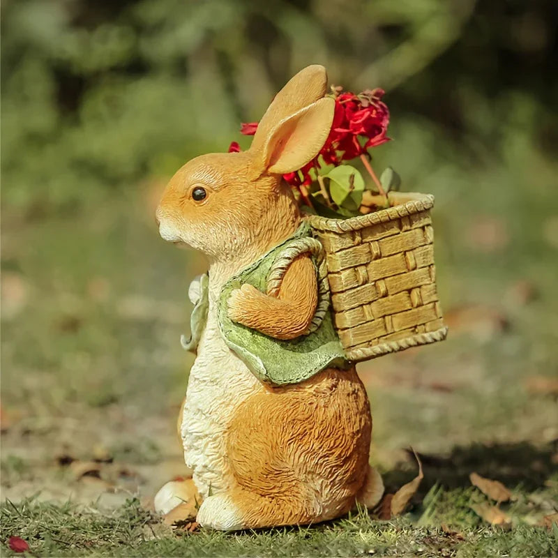 Rabbit Sculpture - Cute Bunny Figurine | Garden Sculpture | detail view | Rustic home decor | House of Avana