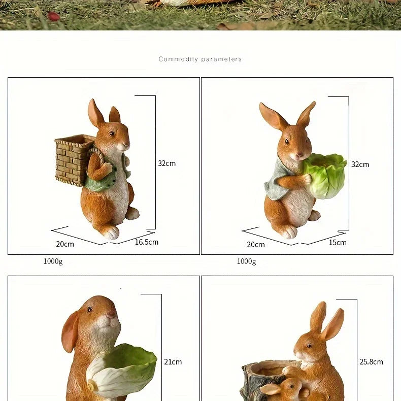 Rabbit Sculpture - Cute Bunny Figurine | Garden Sculpture | top view | Rustic home decor | House of Avana