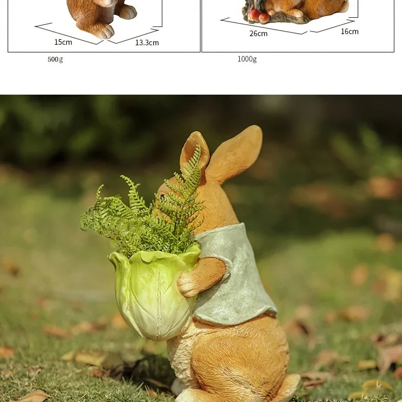 Rabbit Sculpture - Cute Bunny Figurine | Garden Sculpture | close-up | Rustic home decor | House of Avana