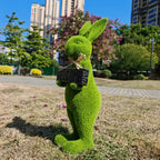 Rabbit Statue - Flocked Green Large