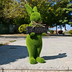 Rabbit Statue - Flocked Green Large