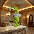 Rabbit Statue - Flocked Green Large
