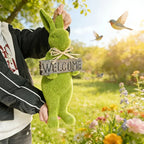 Rabbit Statue - Flocked Green Large