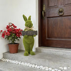 Rabbit Statue - Flocked Green Large