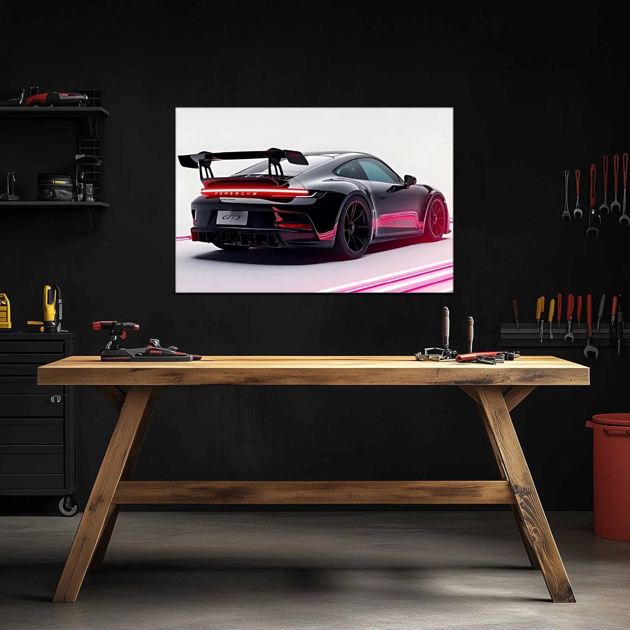Race Car Neon Wall Art - UV Printed LED Plexiglass Sign for Garage, Man Cave & Track Lovers - Adjustable Light and  Free Shipping Peony Atelier