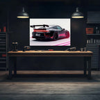 Race Car Neon Wall Art - UV Printed LED Plexiglass Sign for Garage, Man Cave & Track Lovers - Adjustable Light and  Free Shipping Peony Atelier