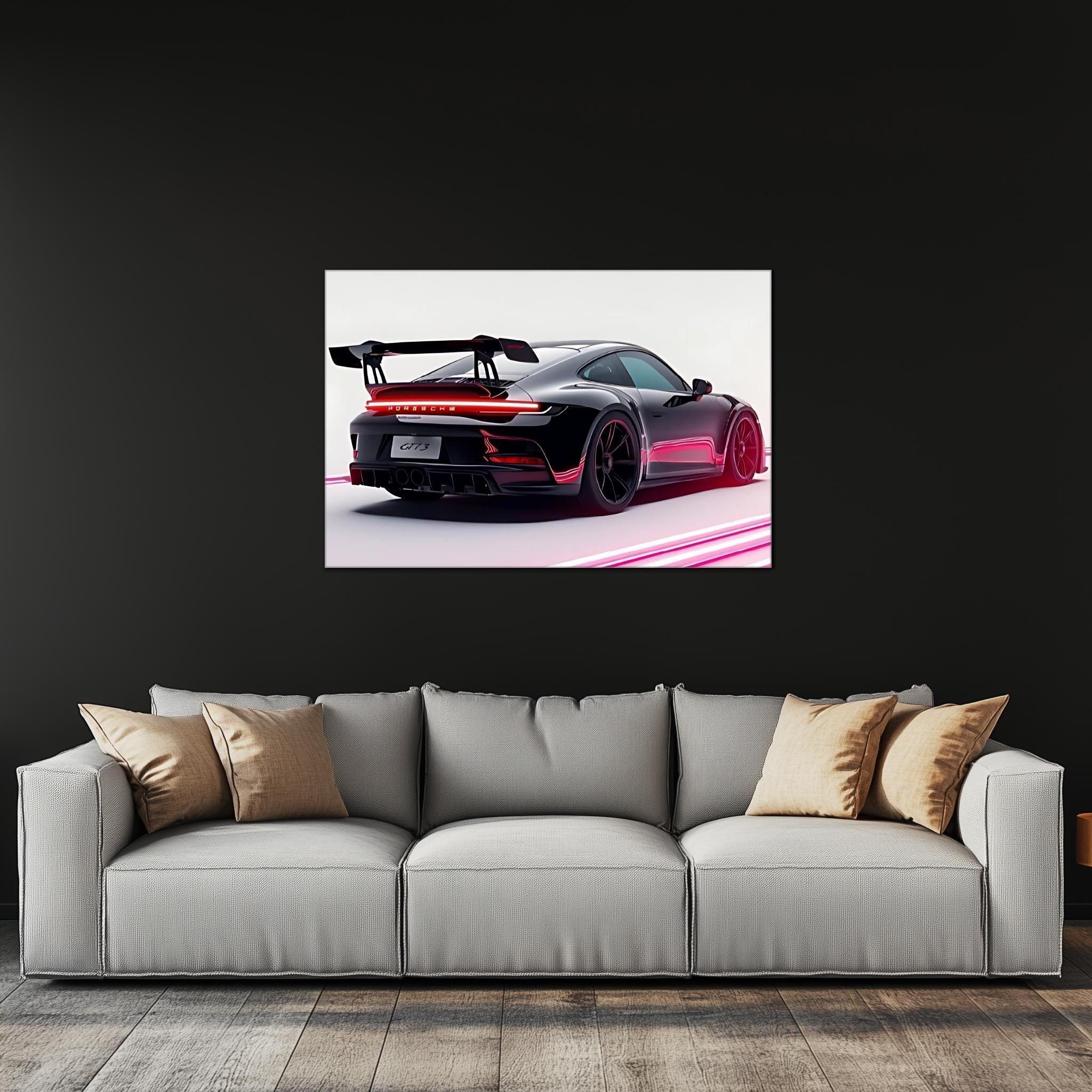 Race Car Neon Wall Art - UV Printed LED Plexiglass Sign for Garage, Man Cave & Track Lovers - Adjustable Light and  Free Shipping Peony Atelier