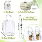 6 Sets Shower Prizes for Game Players & Wedding Favors - Bamboo Cheese Board, Bamboo Spoon, Plaid Towel, Artificial Eucalyptus Stems & Thank You Tags - Reusable Guest Gifts for Bridal Showers, Christmas, Halloween Events, Sty House Of Avana