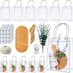 6 Sets Shower Prizes for Game Players & Wedding Favors - Bamboo Cheese Board, Bamboo Spoon, Plaid Towel, Artificial Eucalyptus Stems & Thank You Tags - Reusable Guest Gifts for Bridal Showers, Christmas, Halloween Events, Sty House Of Avana