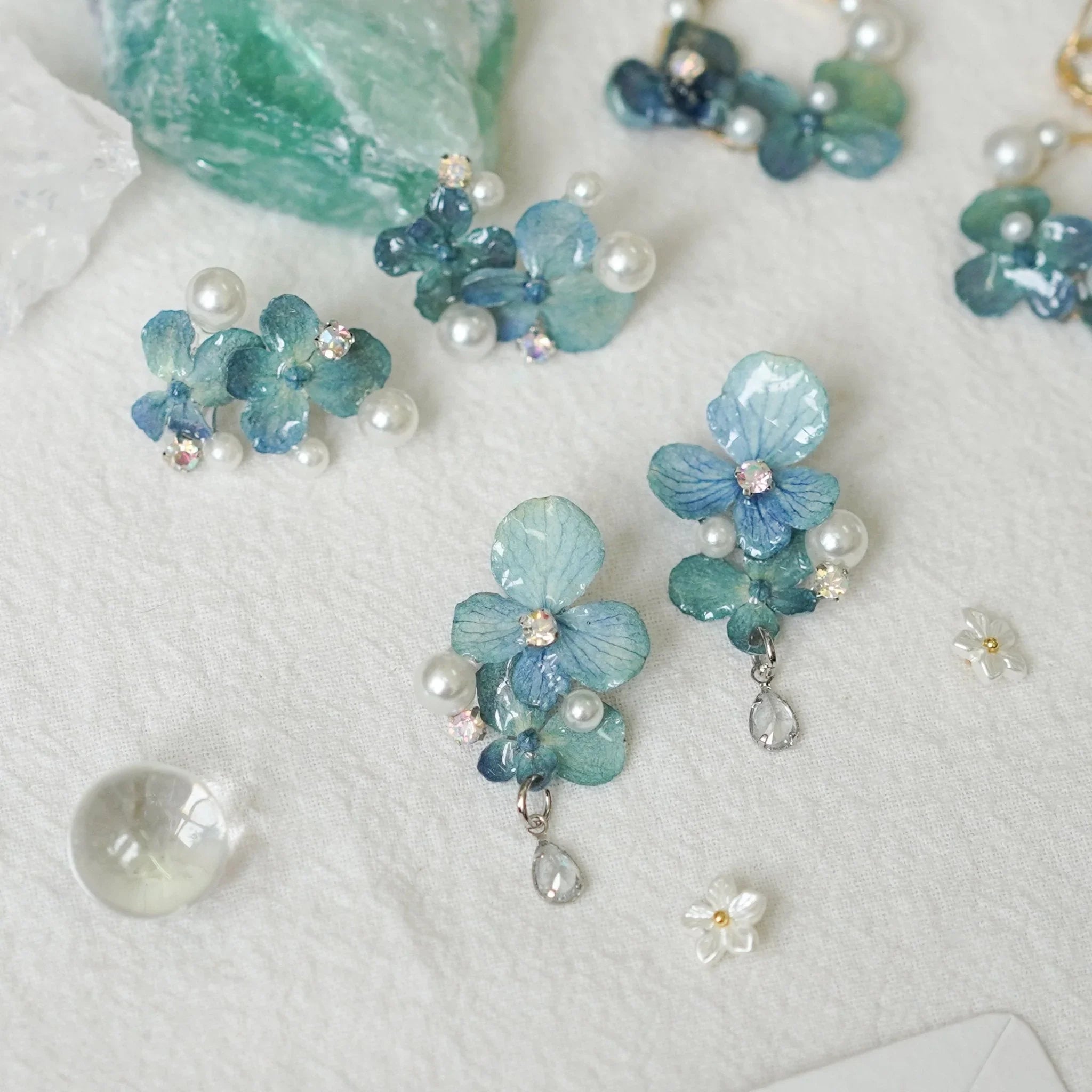 "Raindrop Waltz" Hydrangea Earrings