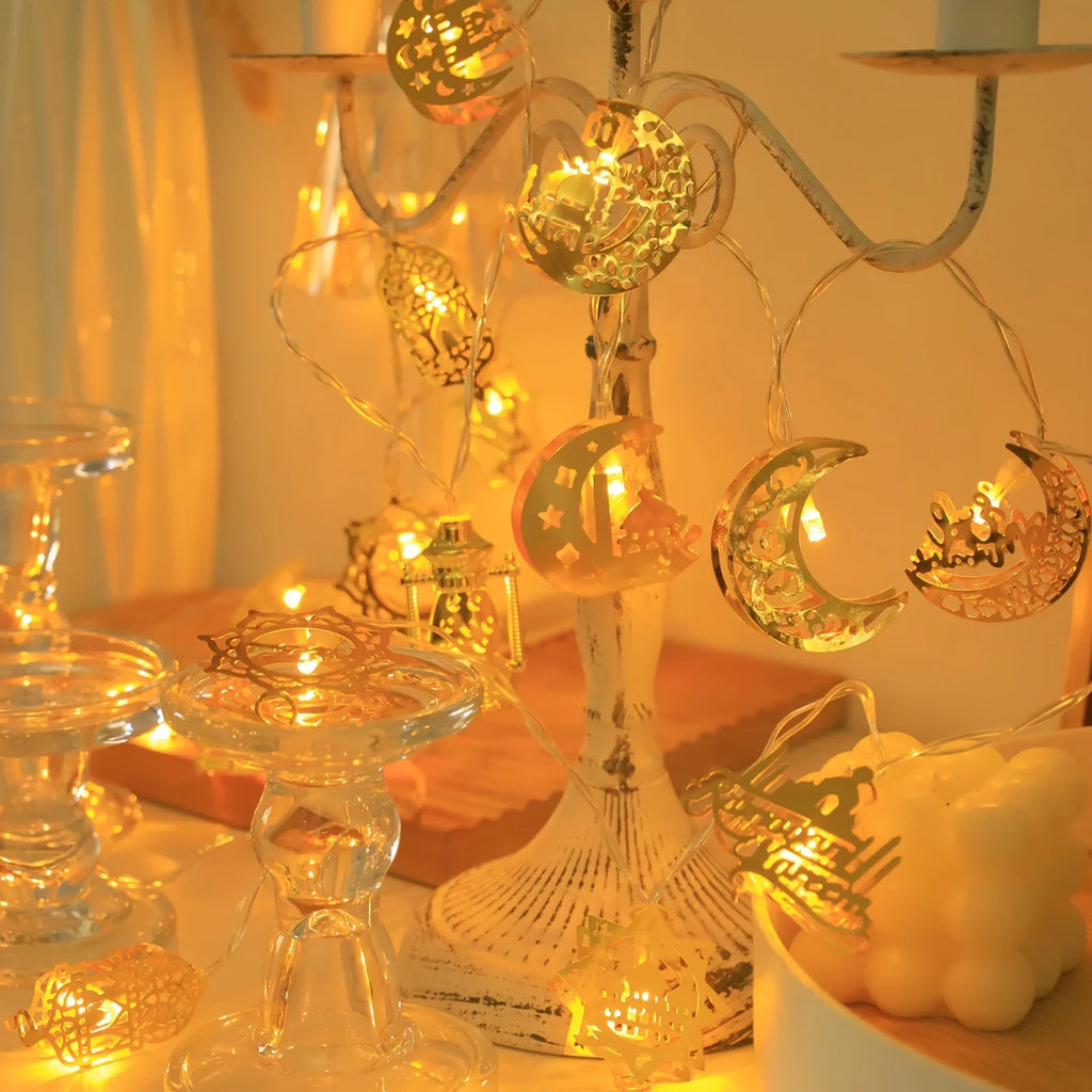 1pc, Mix Style Ramadan Lights, Moon Kerosene String Lights, 1.8m/59inch 10LED, Ramadan Decorations, for home, Bedroom, Living Room Decor, Battery Operated, Ramadan Kareem, Winter, Spring, Eid Mubarak (Batteries not included) House Of Avana