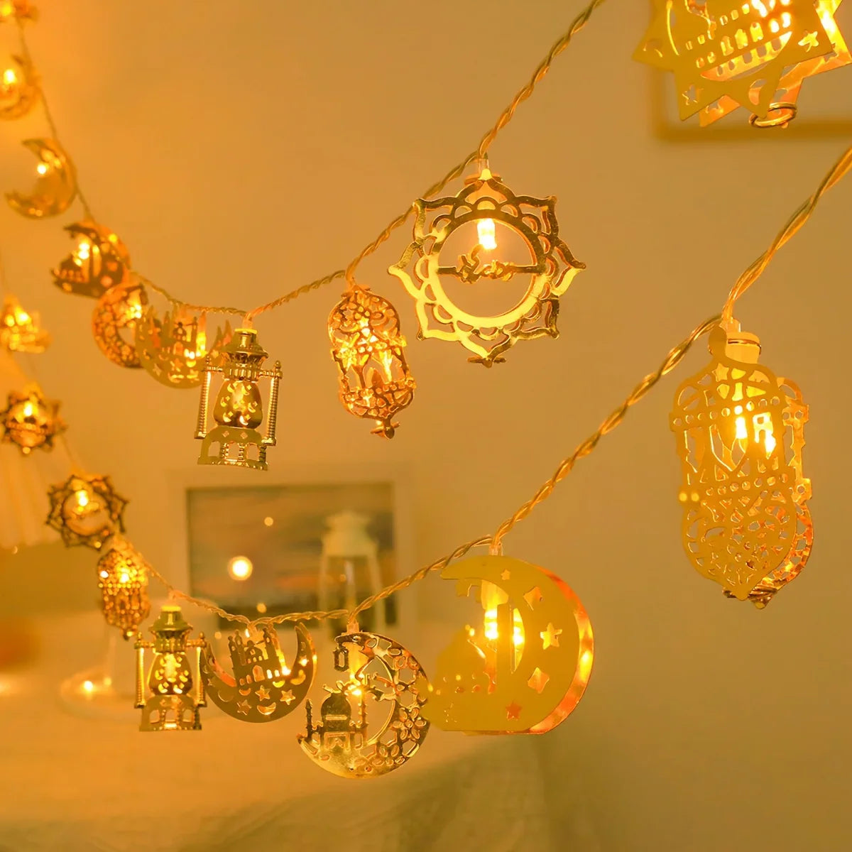 1pc, Mix Style Ramadan Lights, Moon Kerosene String Lights, 1.8m/59inch 10LED, Ramadan Decorations, for home, Bedroom, Living Room Decor, Battery Operated, Ramadan Kareem, Winter, Spring, Eid Mubarak (Batteries not included) House Of Avana