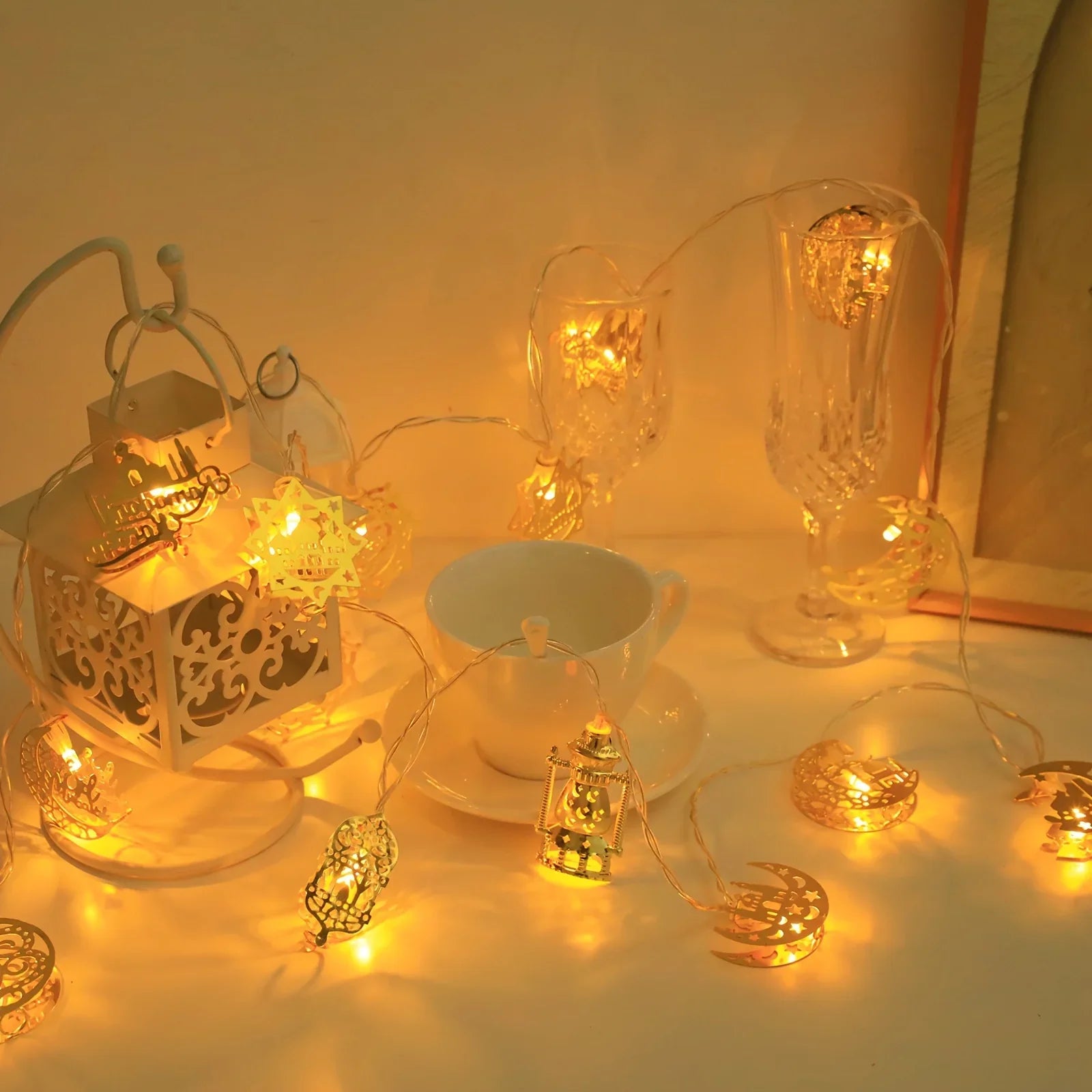 1pc, Mix Style Ramadan Lights, Moon Kerosene String Lights, 1.8m/59inch 10LED, Ramadan Decorations, for home, Bedroom, Living Room Decor, Battery Operated, Ramadan Kareem, Winter, Spring, Eid Mubarak (Batteries not included) House Of Avana