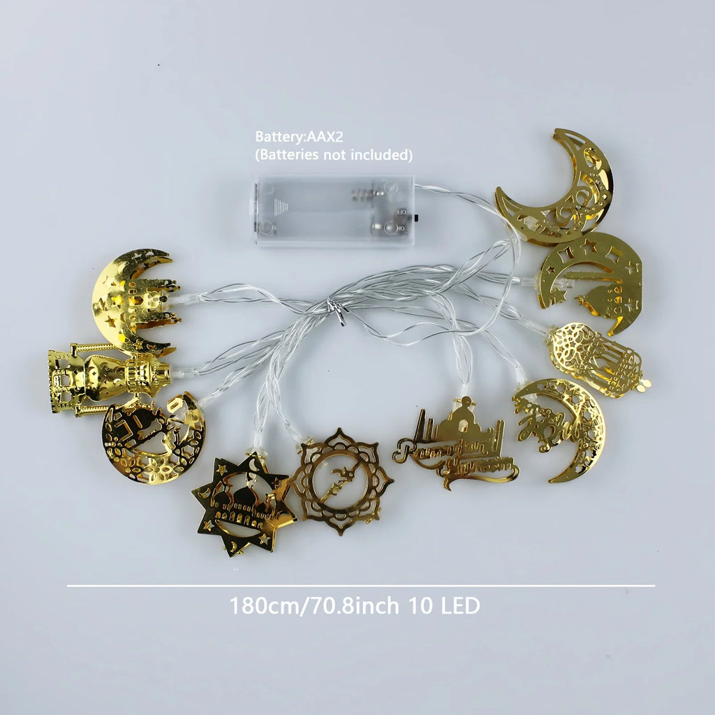 1pc, Mix Style Ramadan Lights, Moon Kerosene String Lights, 1.8m/59inch 10LED, Ramadan Decorations, for home, Bedroom, Living Room Decor, Battery Operated, Ramadan Kareem, Winter, Spring, Eid Mubarak (Batteries not included) House Of Avana