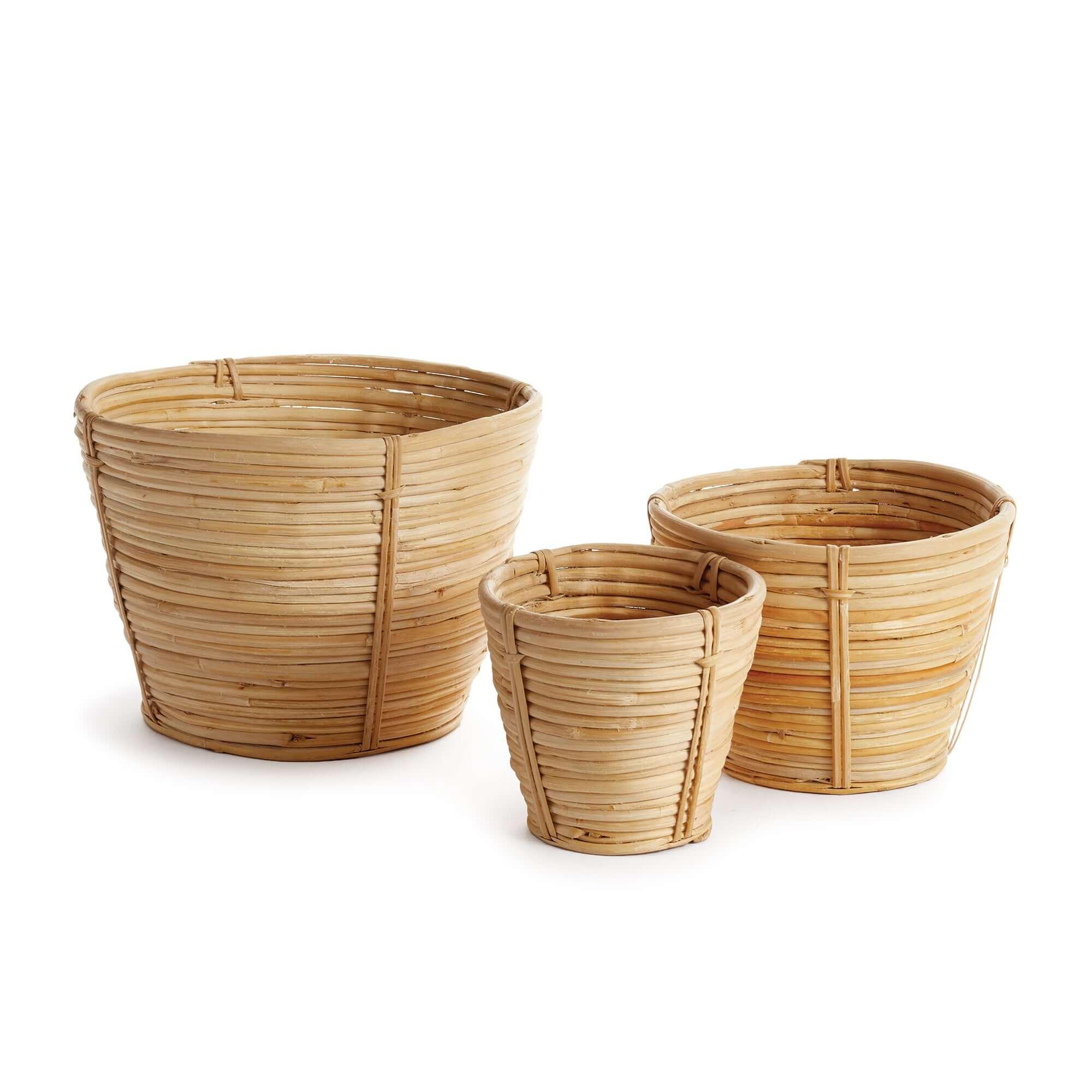 Natural rattan basket planters, handwoven woven design - House of Avana