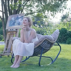 An outdoor sofa lounge chair, available in three colors. Perfect for patios, gardens, and outdoor activities during holidays. A luxurious rattan wicker rocking chair with a spacious and comfortable design, featuring thick cus House Of Avana