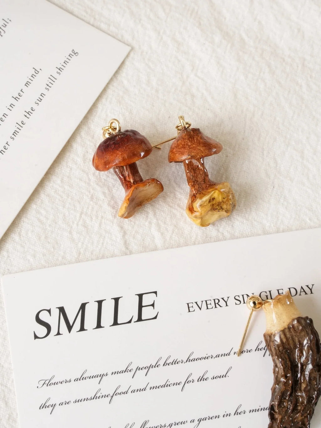Real Golden Chanterelle Mushroom Earrings