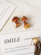Real Golden Chanterelle Mushroom Earrings