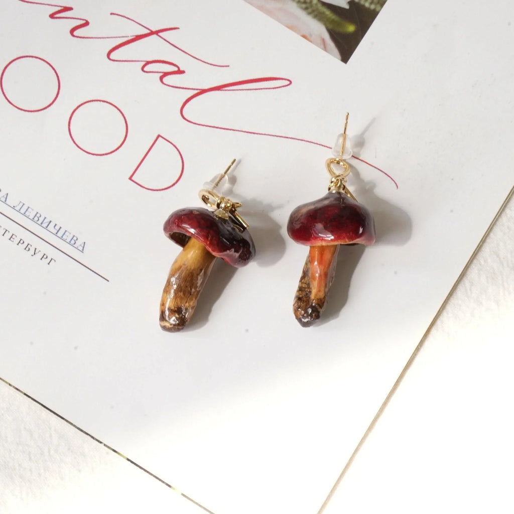 Real Golden Chanterelle Mushroom Earrings