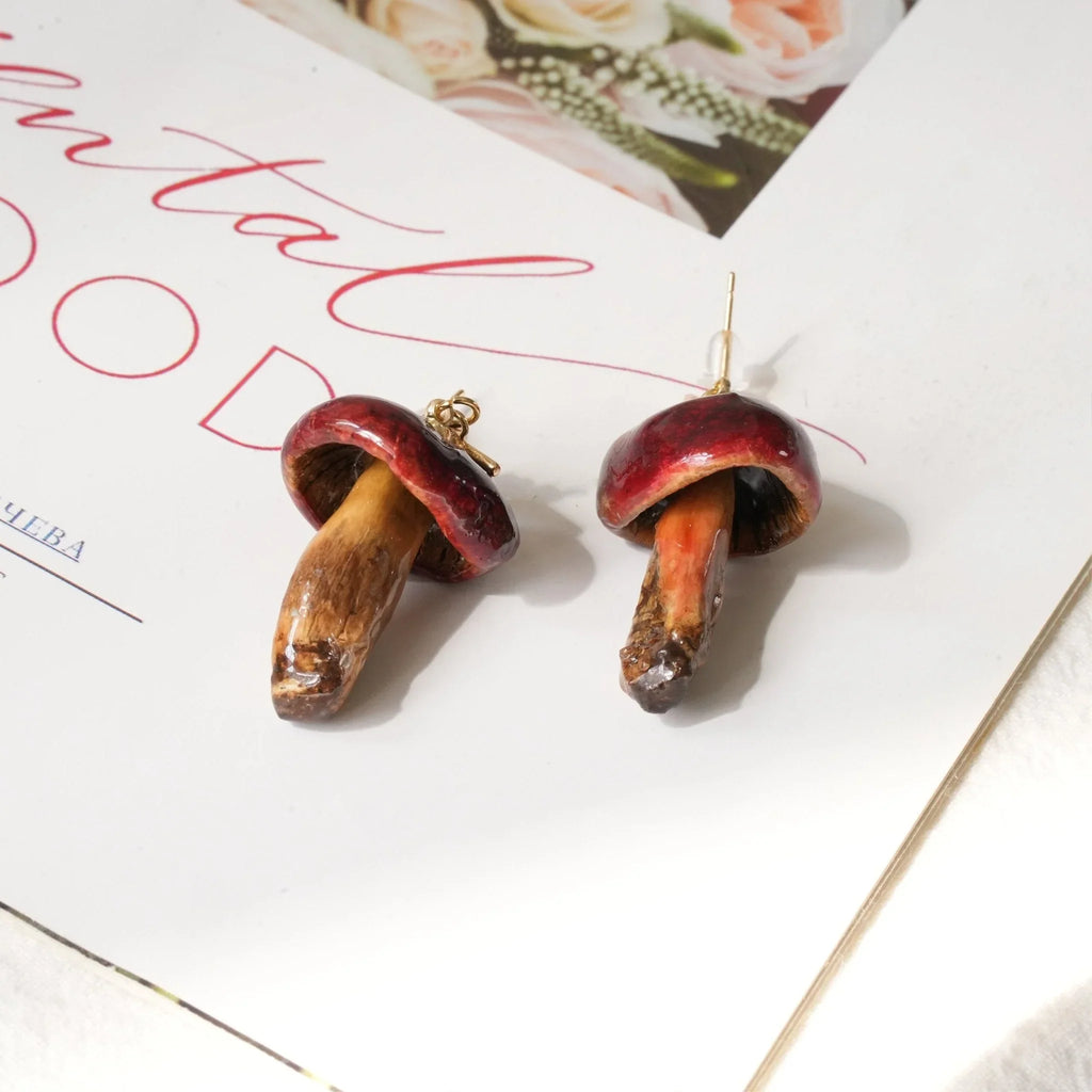 Real Golden Chanterelle Mushroom Earrings
