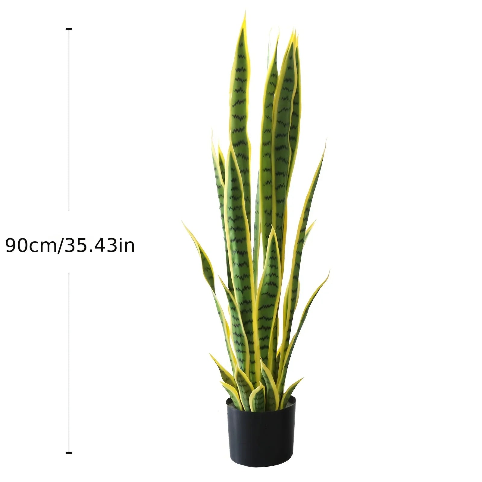 Realistic Artificial Snake Plant with Pot - Variegated Green & Yellow Sansevieria Fake Tree, Low-Maintenance Plastic Indoor/Outdoor Houseplant for Home Office Garden Decor, Year-Round Floor or Tabletop Decoration (No Maintena House Of Avana