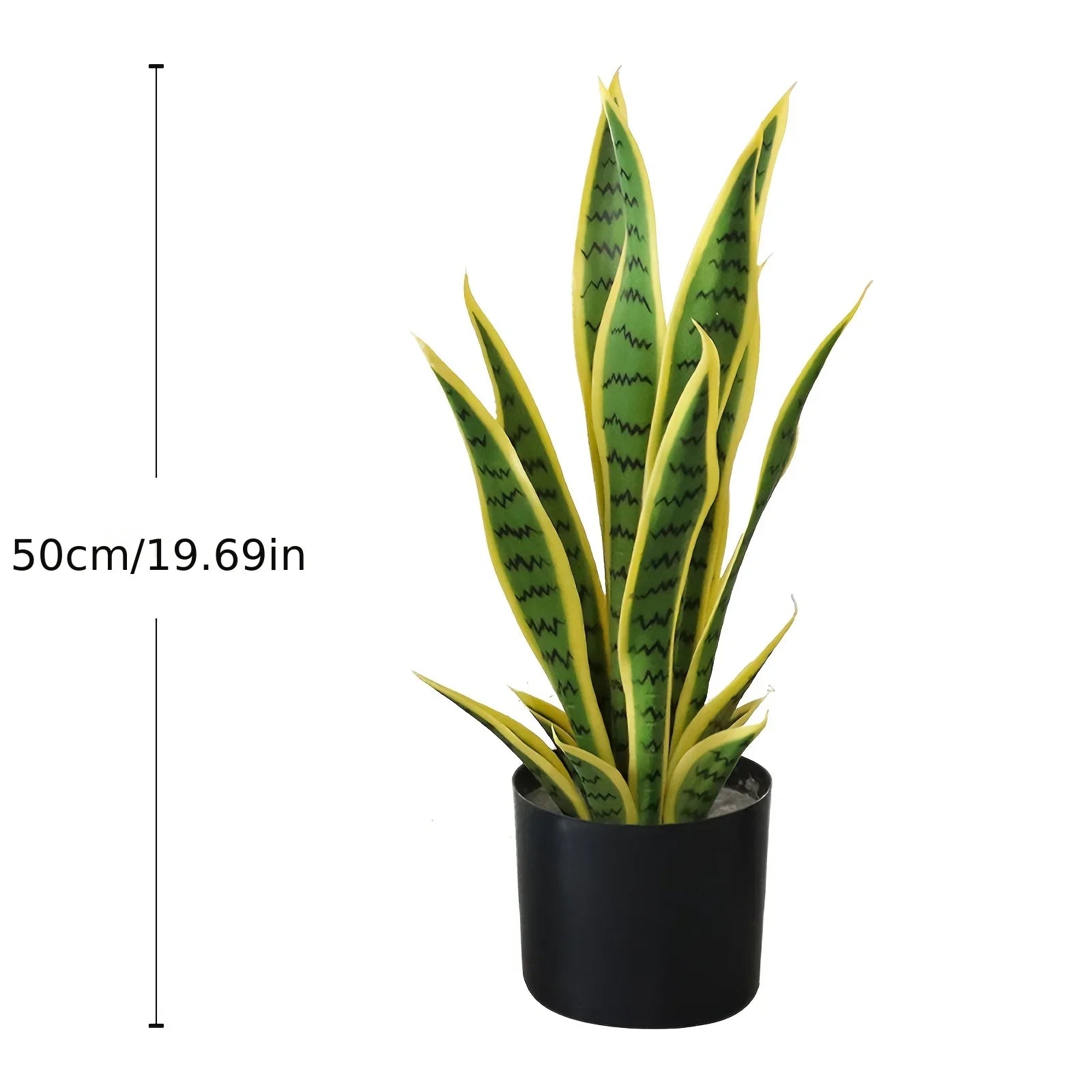 Realistic Artificial Snake Plant with Pot - Variegated Green & Yellow Sansevieria Fake Tree, Low-Maintenance Plastic Indoor/Outdoor Houseplant for Home Office Garden Decor, Year-Round Floor or Tabletop Decoration (No Maintena House Of Avana