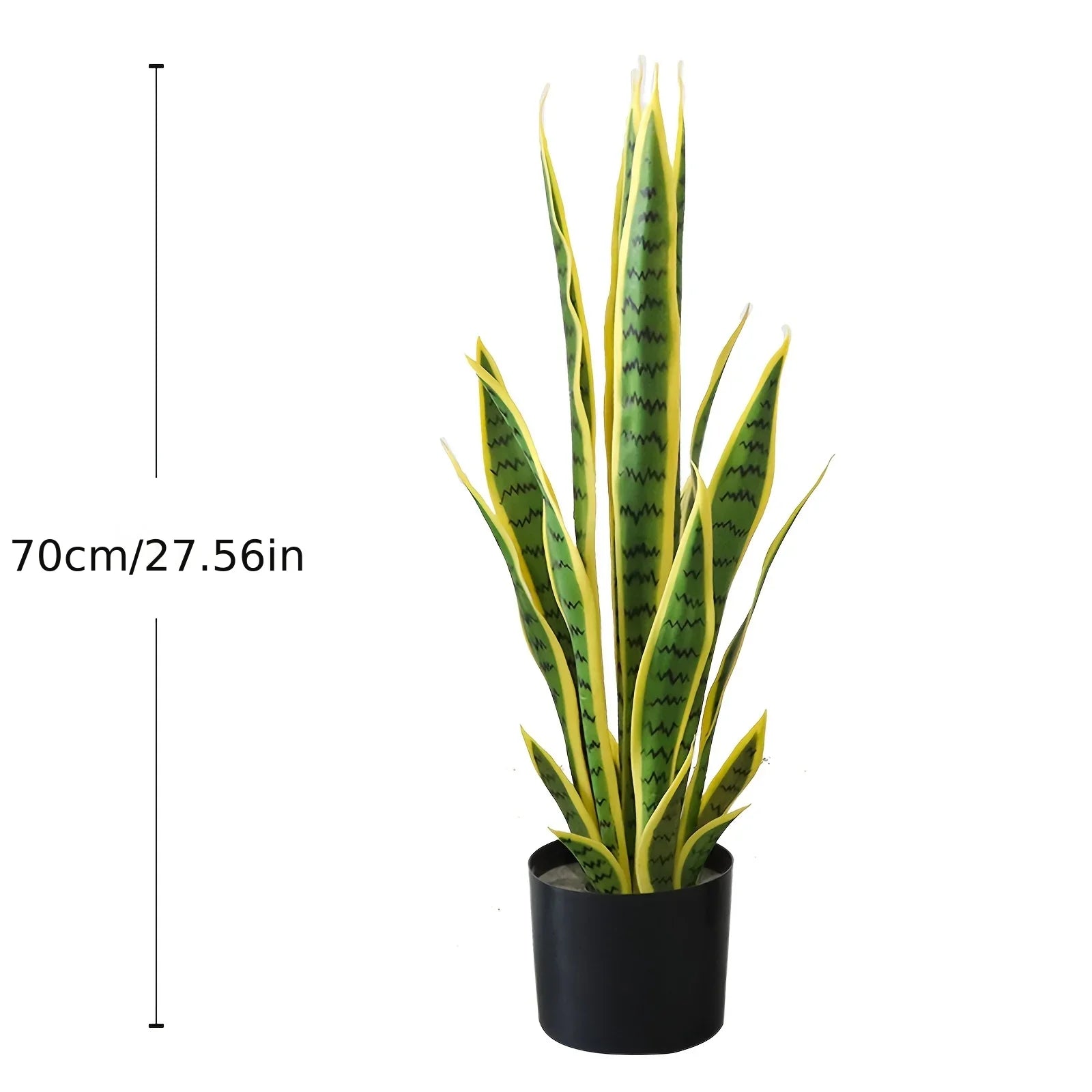 Realistic Artificial Snake Plant with Pot - Variegated Green & Yellow Sansevieria Fake Tree, Low-Maintenance Plastic Indoor/Outdoor Houseplant for Home Office Garden Decor, Year-Round Floor or Tabletop Decoration (No Maintena House Of Avana