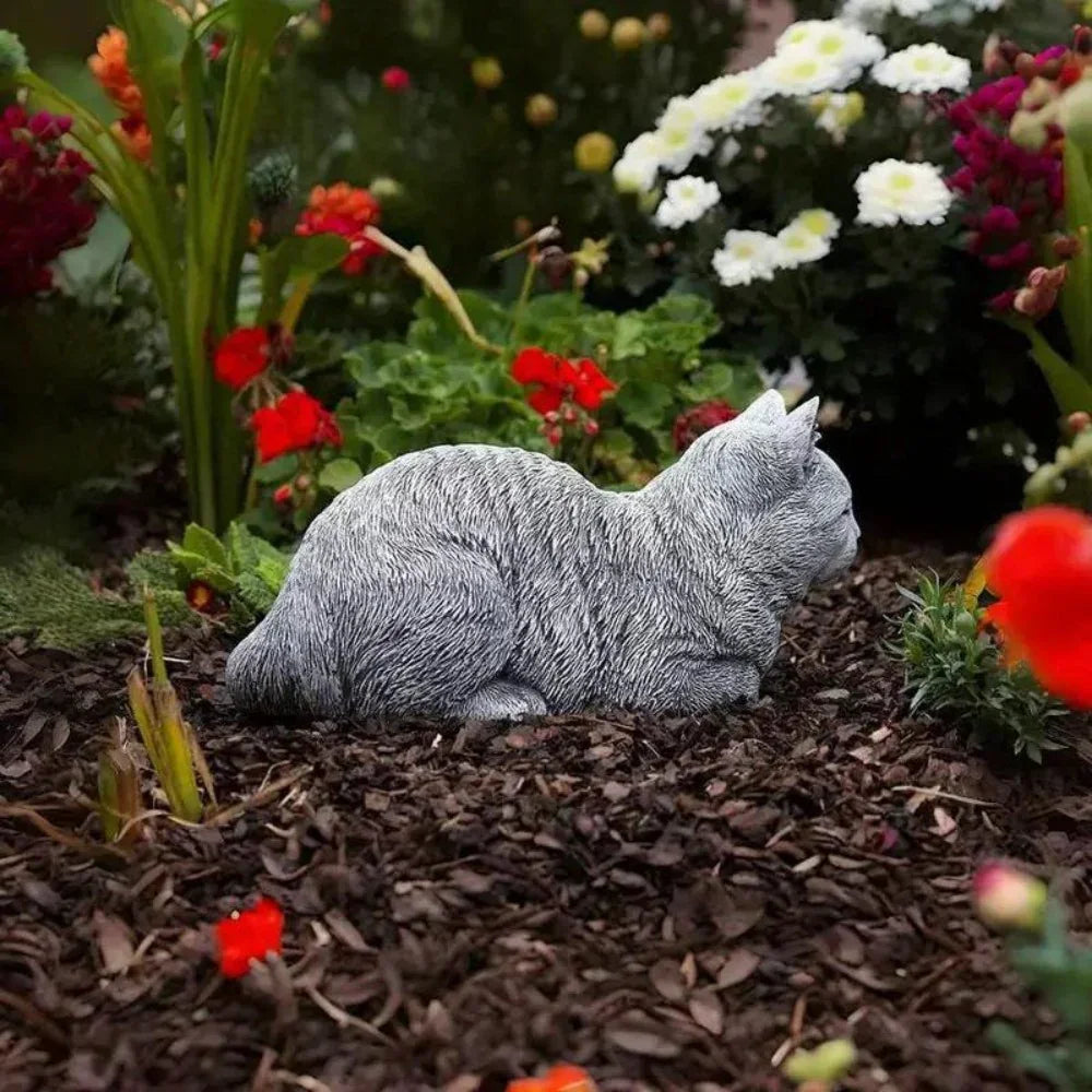 Cute Cat Resin Garden Statue - Realistic Outdoor/Indoor Decoration with Expressive Eyes, Non-Toxic Resin Material, Durable & Easy to Clean House Of Avana