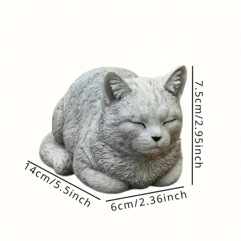 Cute Cat Resin Garden Statue - Realistic Outdoor/Indoor Decoration with Expressive Eyes, Non-Toxic Resin Material, Durable & Easy to Clean House Of Avana
