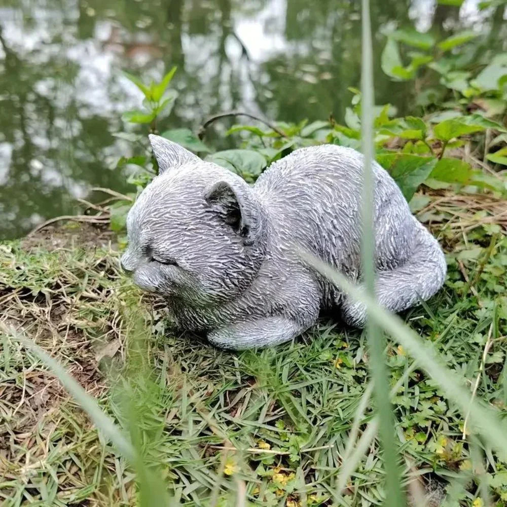 Cute Cat Resin Garden Statue - Realistic Outdoor/Indoor Decoration with Expressive Eyes, Non-Toxic Resin Material, Durable & Easy to Clean House Of Avana