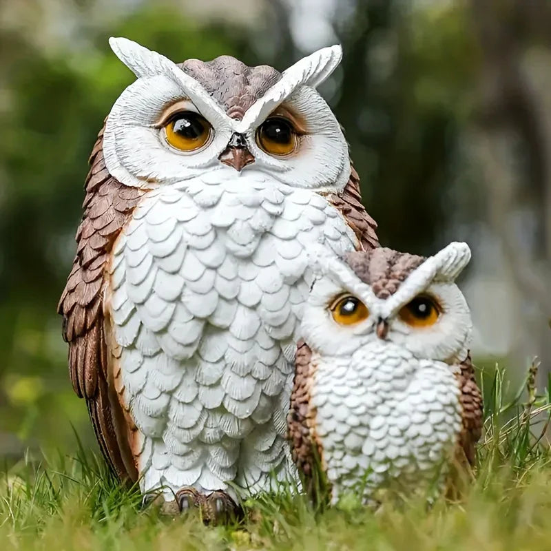 1 Set Realistic Resin Owl Statues - Garden Bird Deterrent Decor, Lifelike Outdoor/Indoor Scarecrow Owls with Expressive Eyes, Durable Weather-Resistant Animal Sculptures for Lawn, Patio, Tabletop - No Batteries/Electricity, O House Of Avana